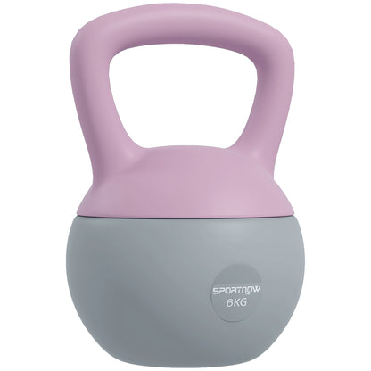6KG Soft Kettlebell, Kettle Bell with Non-Slip Handle for Home Gym, Weight Lifting, Strength Training, Purple/Grey