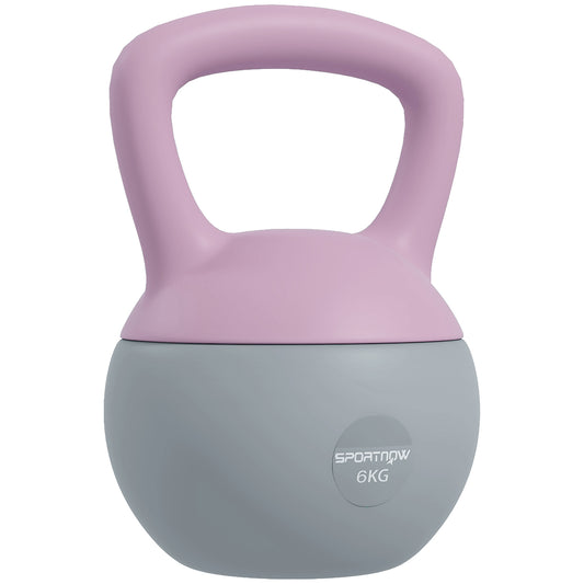6KG Soft Kettlebell, Kettle Bell with Non-Slip Handle for Home Gym, Weight Lifting, Strength Training, Purple/Grey