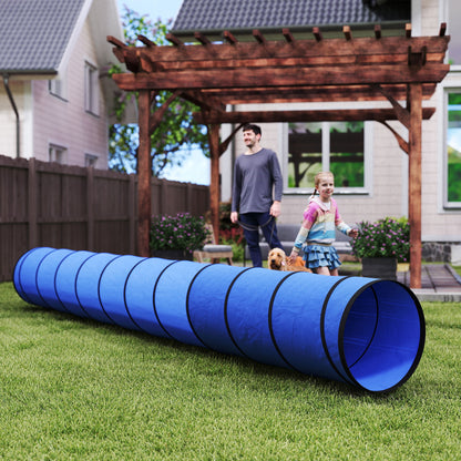 Dog Tunnel, 500 x 60 cm, Foldable Play Tunnel with 6 Pegs and Bag, Tear-Resistant Outdoor Dog Agility Equipment, Blue
