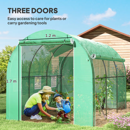 296 x 196cm Steel Frame Polytunnel Greenhouse - Green
