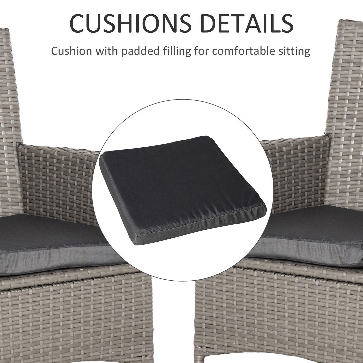 Set of Four Rattan Armchairs, with Cushions - Grey