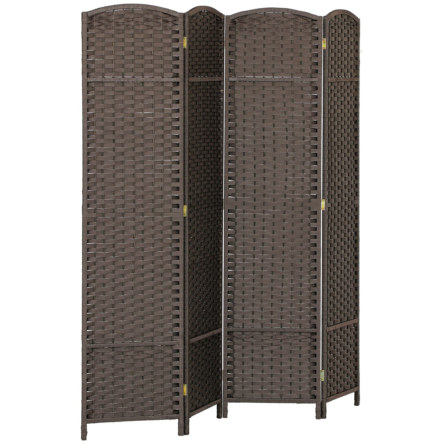 4 Panel Folding Room Divider, Freestanding Privacy Screen for Living Room, Bedroom and Office, 160 x 170cm, Brown