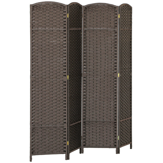 4 Panel Folding Room Divider, Freestanding Privacy Screen for Living Room, Bedroom and Office, 160 x 170cm, Brown