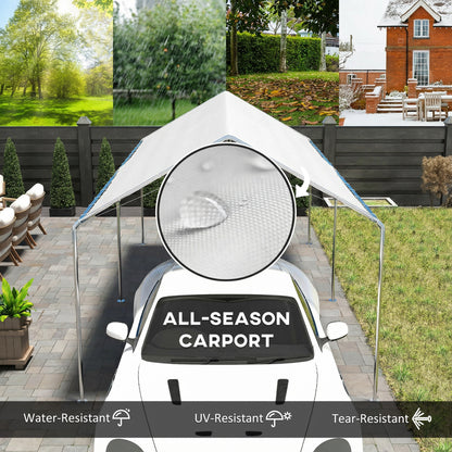 3 x 6m Heavy Duty Carport Garage Car Shelter Galvanized Steel Water UV Resistant Waterproof, White