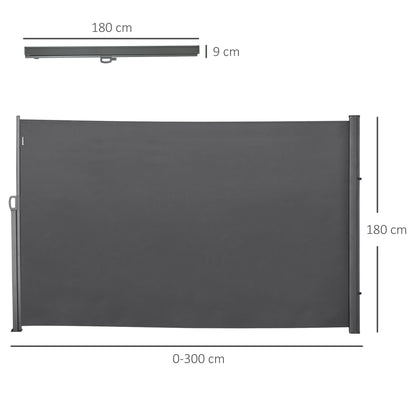 Retractable Sun Side Awning Screen Fence Patio Garden Wall Balcony Screening Panel Outdoor Blind Privacy Divider (3x1.8M