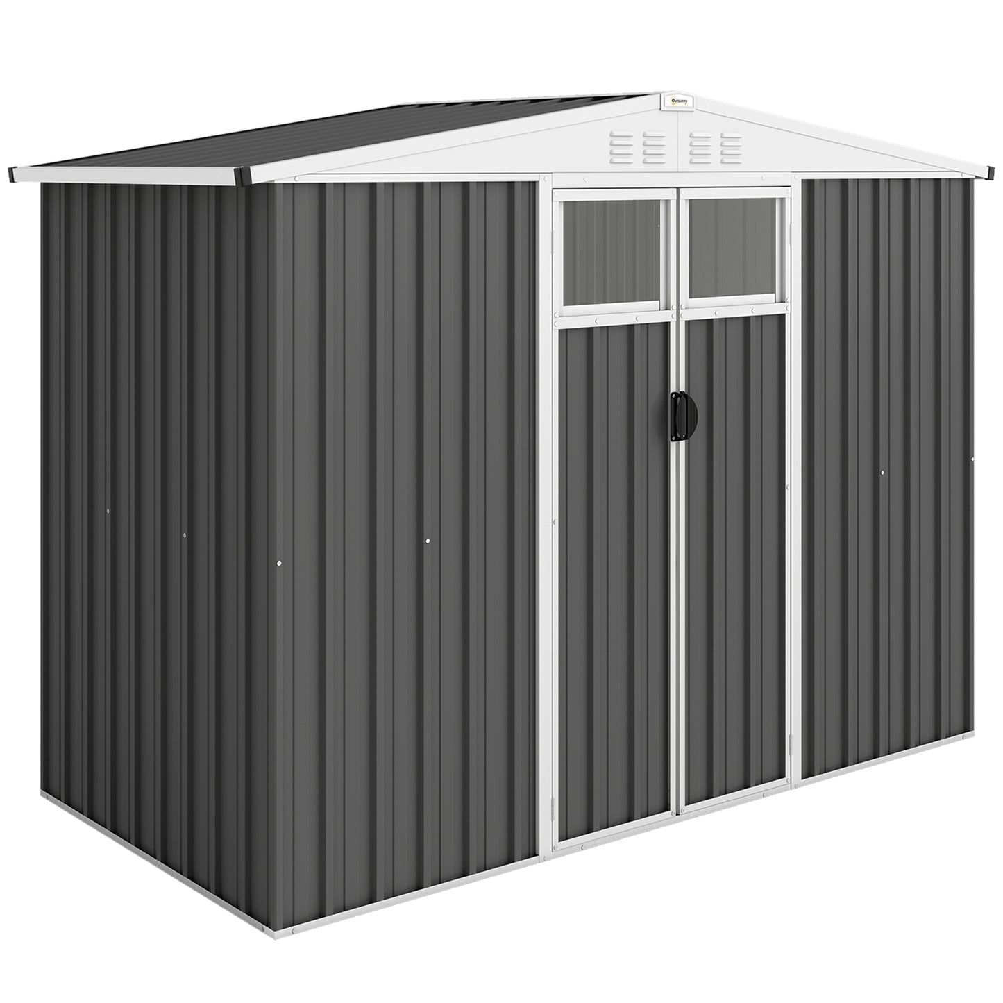 8 x 4 ft Metal Garden Shed, Garden Storage Shed with Window, 4 Vents and Lockable Door