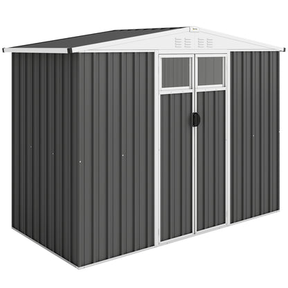 8 x 4 ft Metal Garden Shed, Garden Storage Shed with Window, 4 Vents and Lockable Door