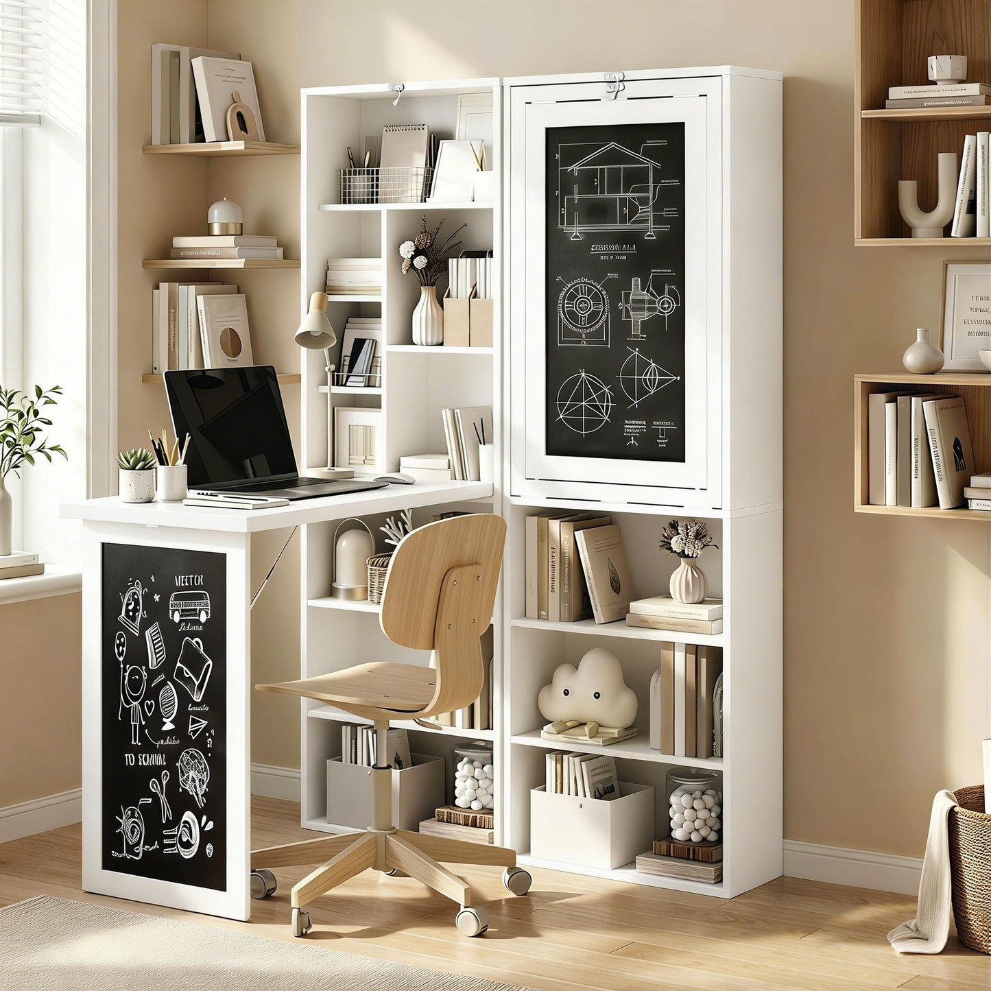 3-in-1 Fold-Out Work Desk - White