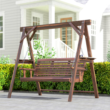 Three-Seater Wooden Swing Bench