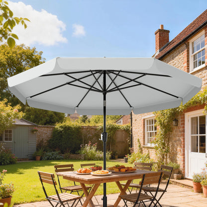 3 m Garden Parasol with Tilt Mechanism & Crank Handle, UPF 30+ Patio Umbrella Outdoor Table Umbrella, Light Grey