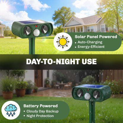 Ultrasonic Cat Repellent, PIR Motion Sensor 110°, LED Flash, Solar Cat Deterrents for Gardens UK