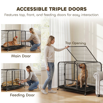 Heavy Duty Dog Crate,109 x 72 x 85 cm, Large Dog Cage for Small to Large Breeds