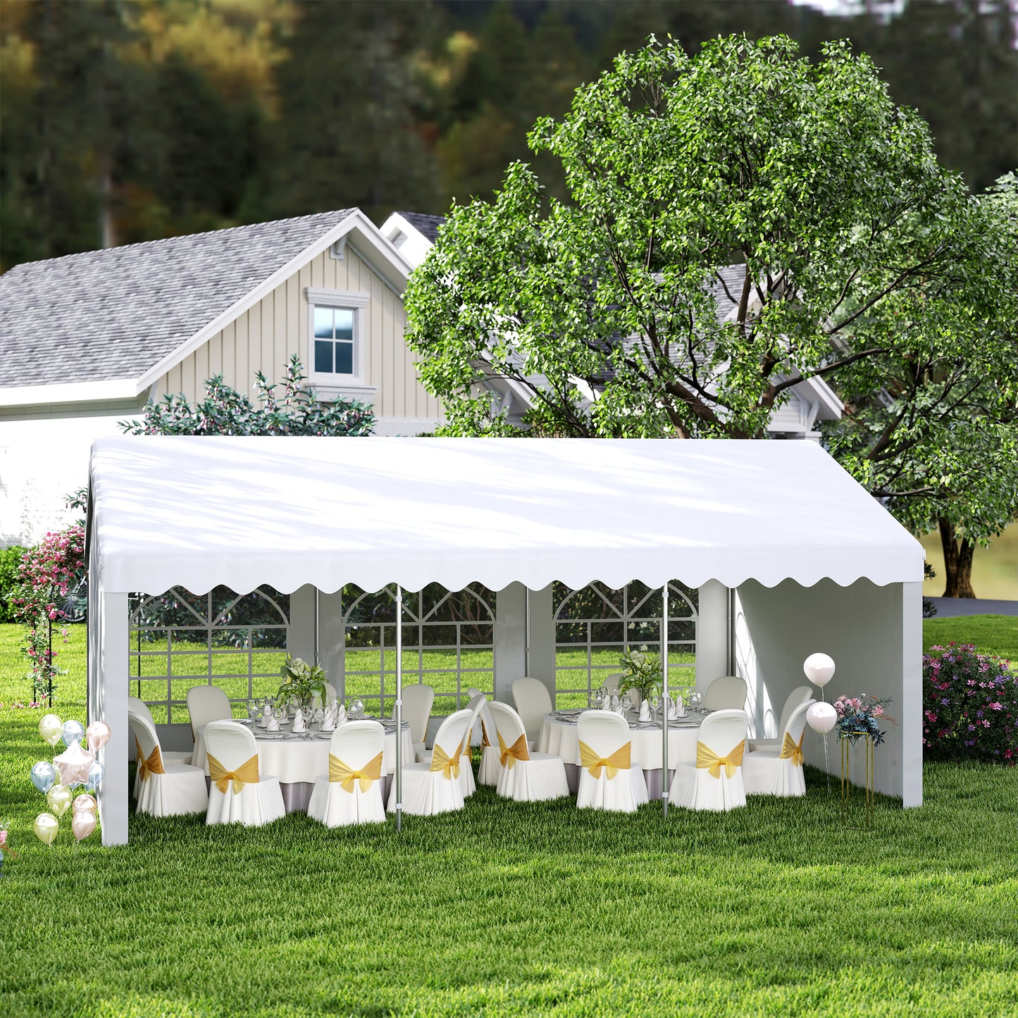 6m x 4m Heavy Duty Garden Gazebo for Parties, Wedding and Events, White