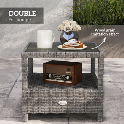 2 Seater Patio Rattan Wicker No Installation Chaise Lounge Sofa Set w/ Cushion for Patio Garden Porch, Grey