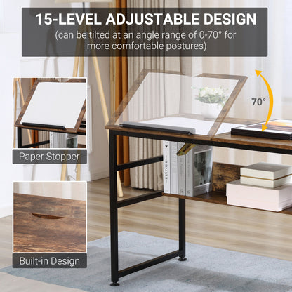Adjustable Drafting Table Art Desk Drawing Table, Craft Desk Workstation for Painting