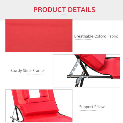 Folding Sun Lounger with Face Hole, 4-Position Adjustable Backrest Garden Recliner Chair Sunbed, Outdoor Lounge Chair