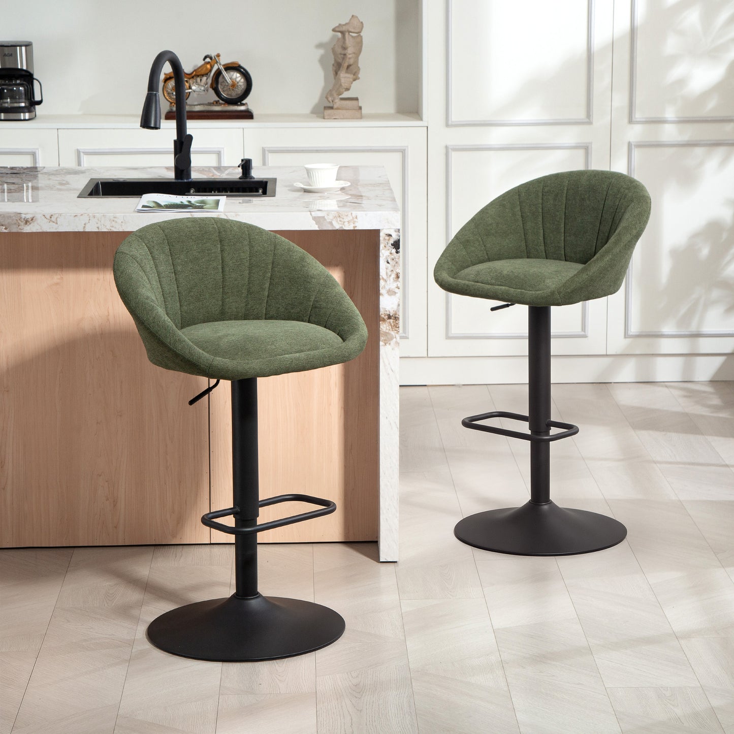 Set of Two Relaxed Tub Bar Stools - Dark Green