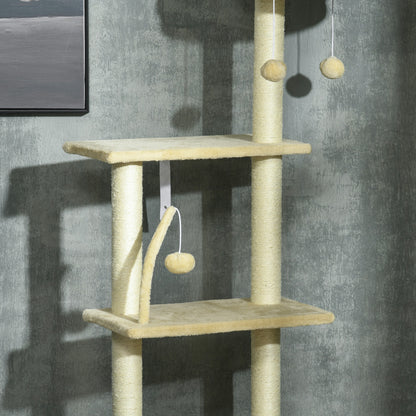 230-250cm Floor-to-Ceiling Climbing Cat Tree Tower - Beige