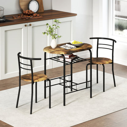 Three-Piece Compact Dining Set - Rustic Brown