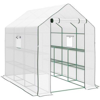 Walk-in Greenhouse with 3 Tier 12 Shelves, Small Greenhouse with Reinforced PE Cover