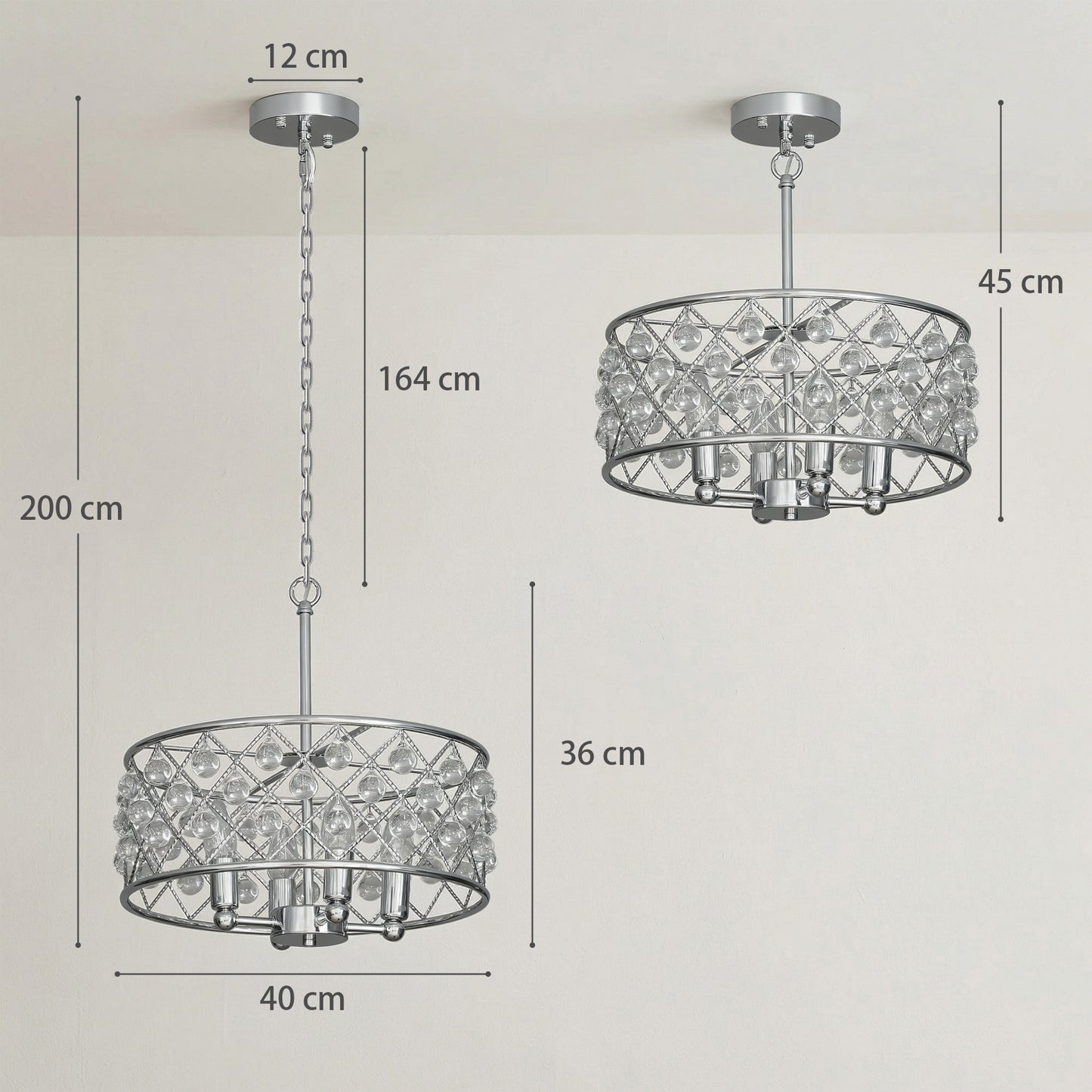 51 Crystallite Four-Bulb Chandelier - Silver-Tone