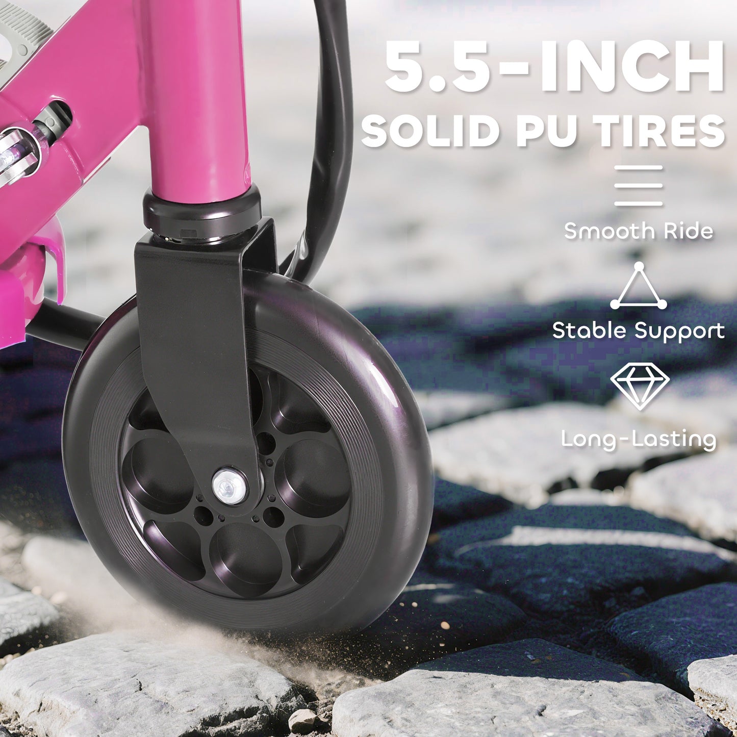 Foldable Electric Kids Scooter, Ride-on for Ages 7-14 Years, Pink