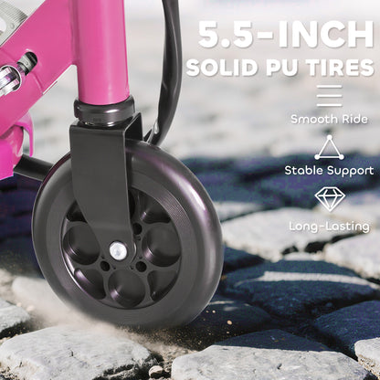 Foldable Electric Kids Scooter, Ride-on for Ages 7-14 Years, Pink