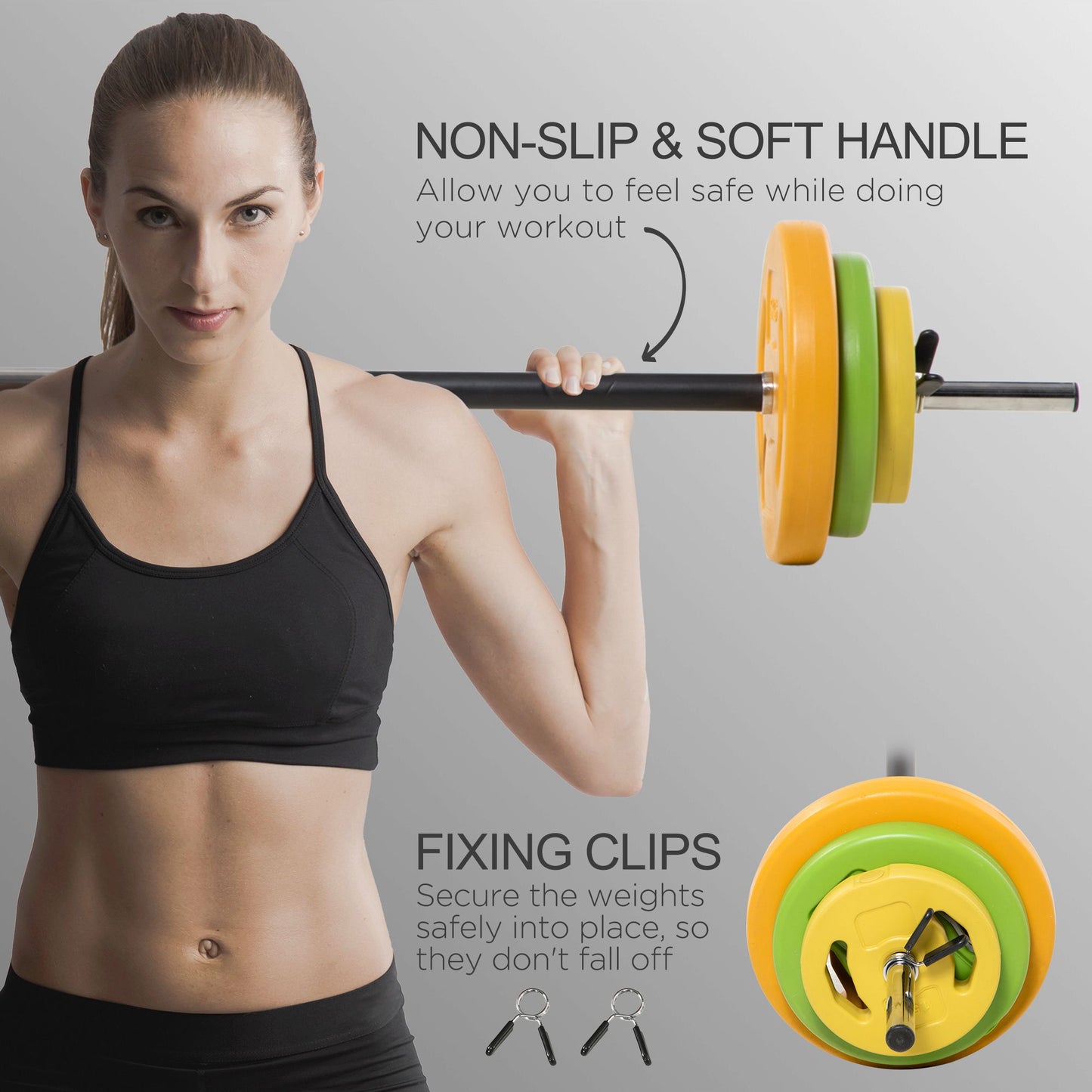 20kg Barbell Weights Set, Adjustable Weights with Non-slip Handle