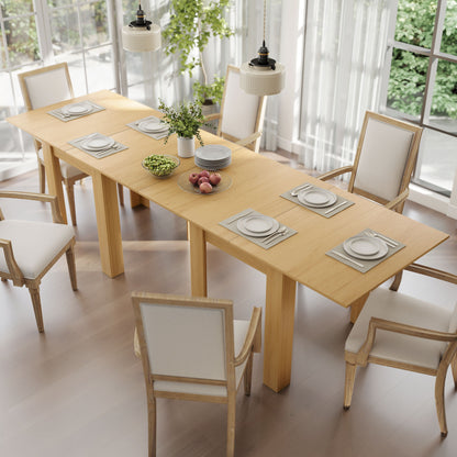 Folding Dining Table for 4-6, Rectangular Extendable Drop Leaf Table for Small Spaces, 140 x 80 x 77.5 cm, Natural