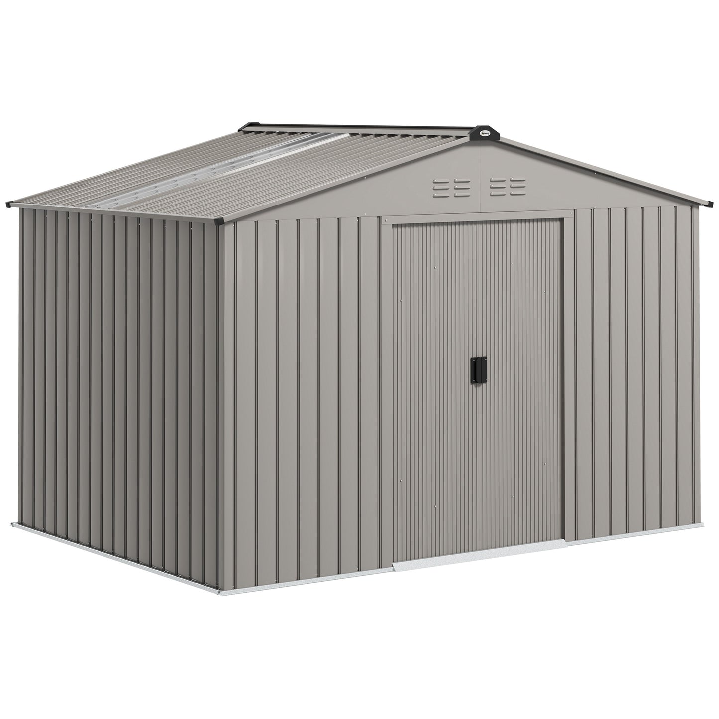 Garden Storage Shed, Metal Outdoor Storage Shed House with Foundation Kit, Ventilation, Doors, 9 x 6FT, Grey