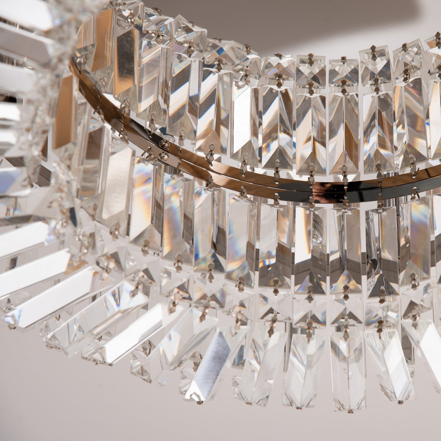 Crystal Chandeliers with Crystal Pendants, 8-Light Ceiling Light for Living Room, Bedroom Dining Room, Silver Tone