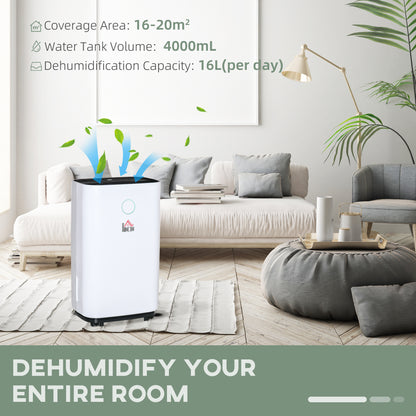 16L/Day Portable Dehumidifier for Home, with LED Screen, Sleep Mode, 24H Timer