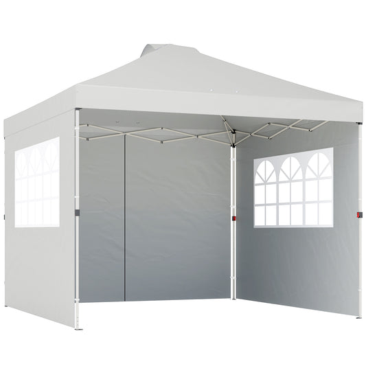 Pop Up Gazebo Waterproof Height Adjustable Canopy with 3 Sidewalls Wheeled Bag for Parties 3 x 3 m White