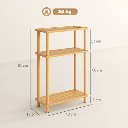 Bamboo Side Table, 3-Tier Slim End Table, Nordic Style, for Living Room, Bedroom, Office, Tool-Free Assembly