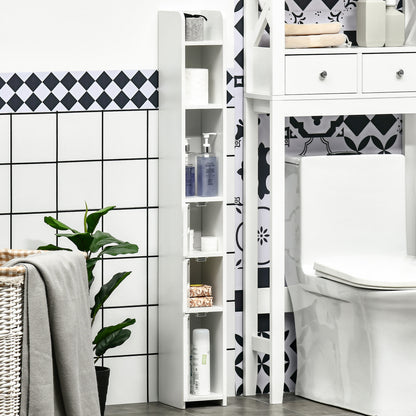 Modern Bathroom Storage Cabinet, Freestanding Tall Bathroom Cabinet with Open Shelves and 3 Cupboards with Door