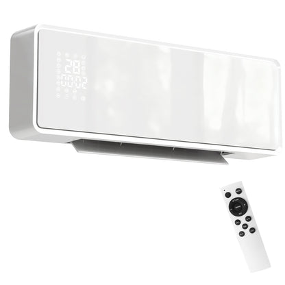 2000W Ceramic Electric Heater with Fan, Adjustable Thermostat, Wall Mounted - White