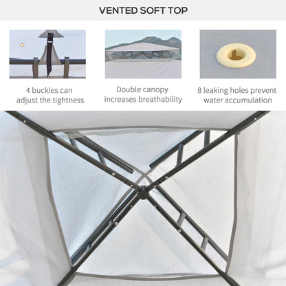 3 x 3 m Metal Gazebo, Garden Pavillion, Double Roof Outdoor Canopy Shelter with Mesh Sidewalls, Grey