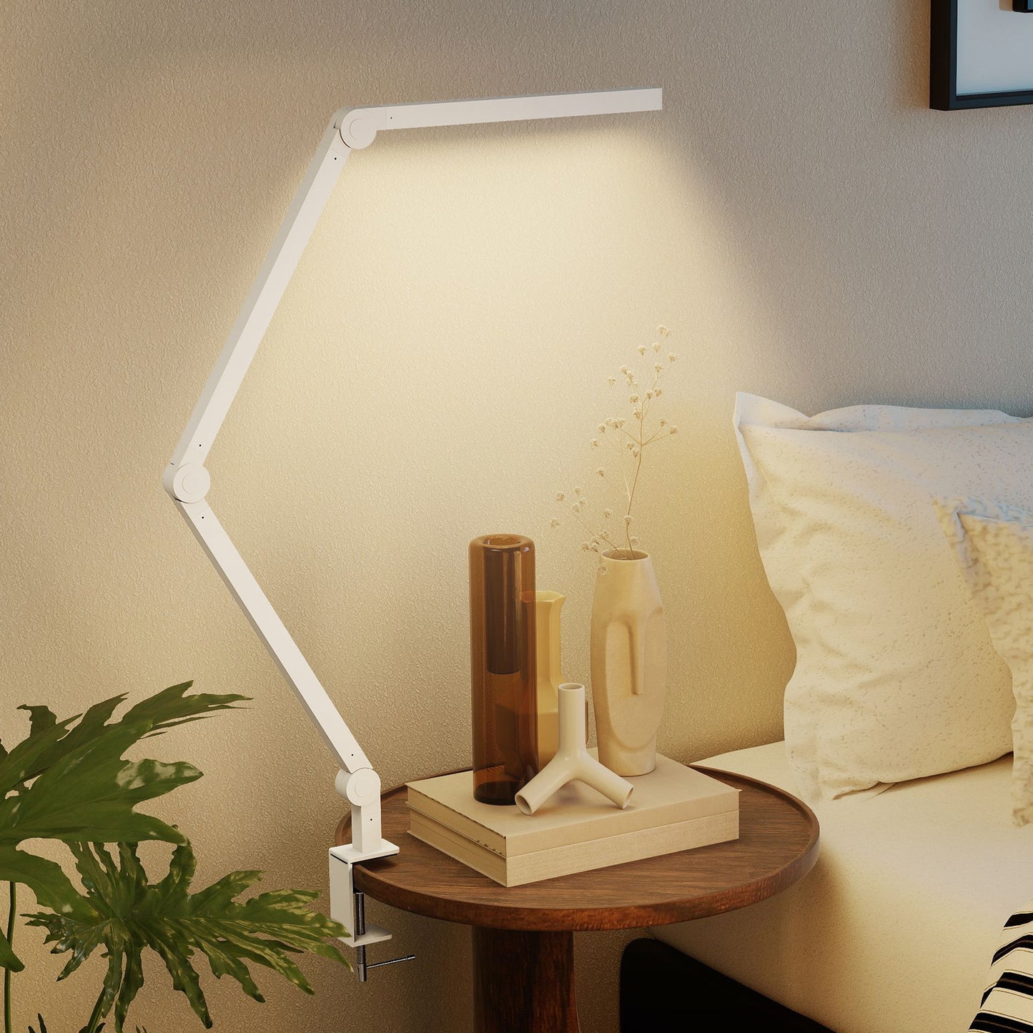 LED Desk Lamp, Dimmable Desk Light with Swing Arm and Clamp