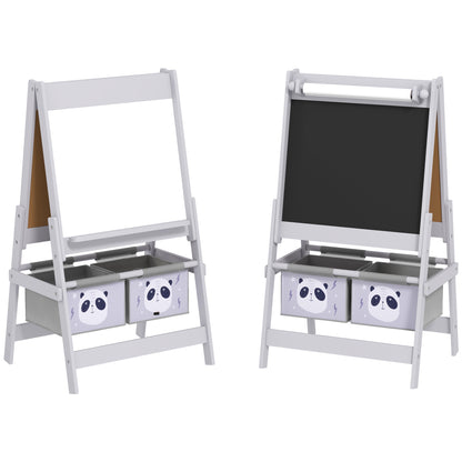 3-In-1 Kids Easel with Paper Roll, Art Easel, with Storage - Grey