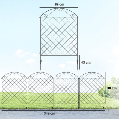 Decorative Garden Fencing, 43in x 11.4ft Outdoor Picket Fence Panels