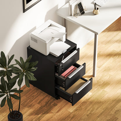 Three-Drawer Locking Filing Cabinet - Black