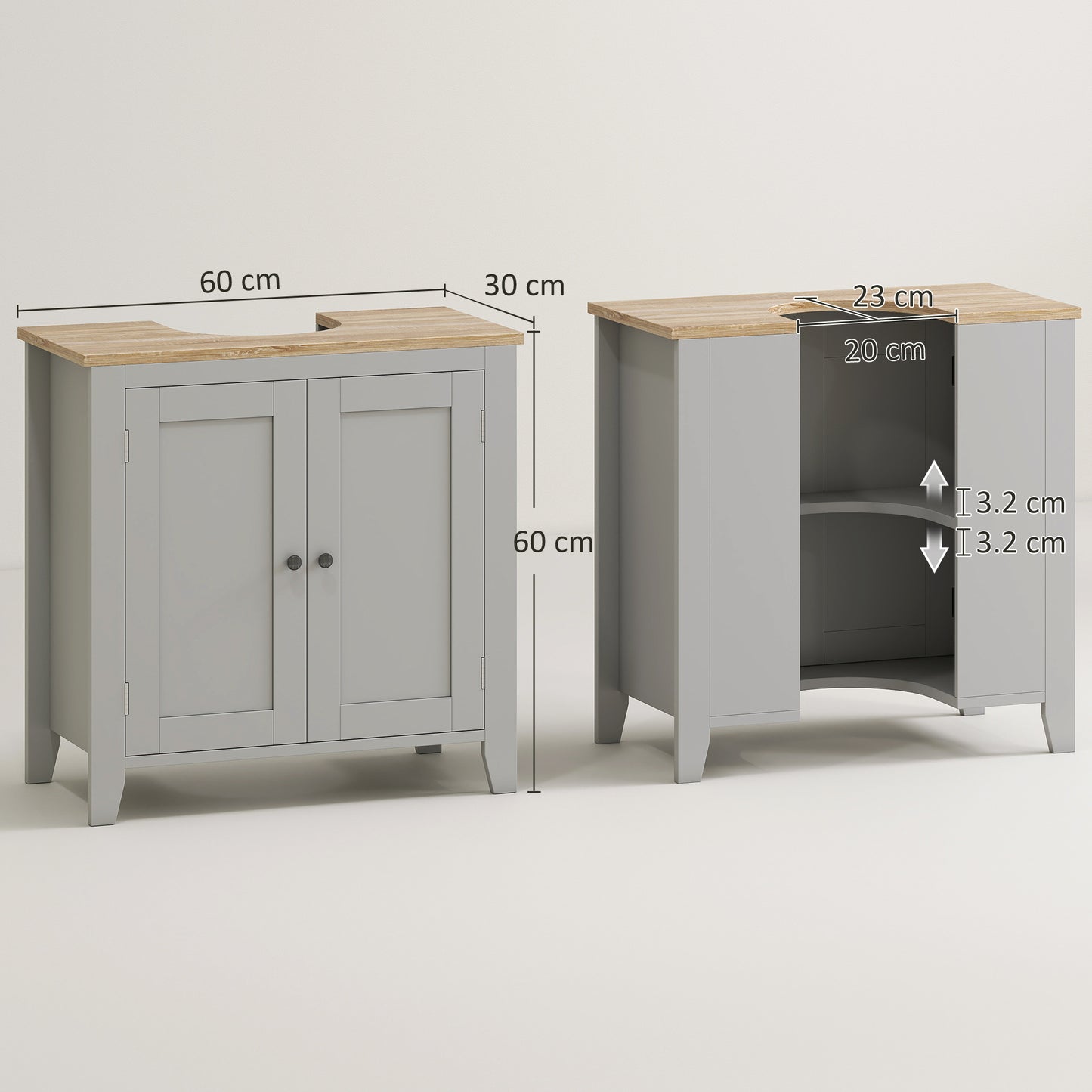 Under Sink Cabinet, Bathroom Sink Cabinet with 2 Doors, Pedestal Under Sink Design
