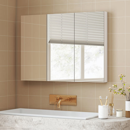 Three-Mirror Bathroom Storage Cabinet - White