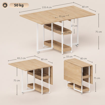 Four-Person Drop Leaf Table - Natural Wood-Effect