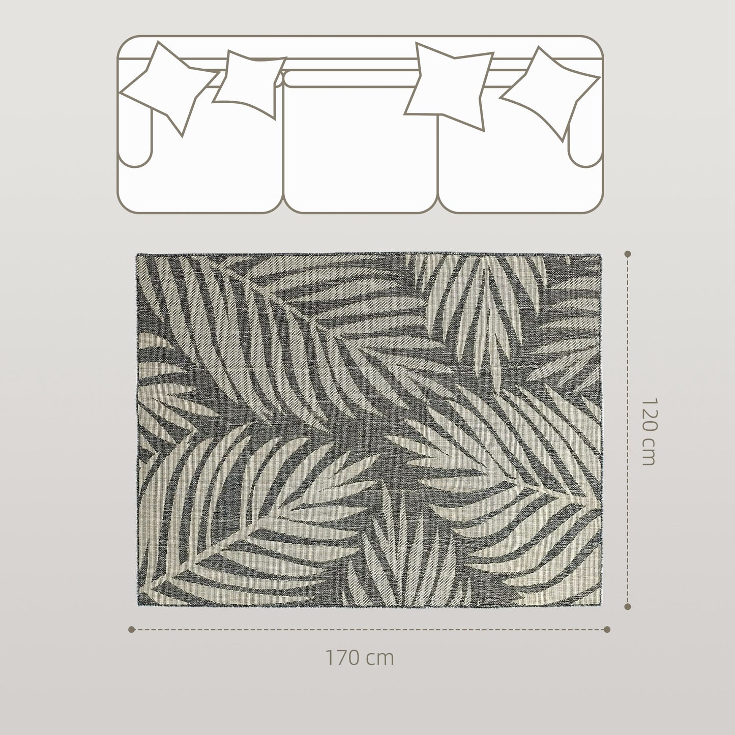 UV Resistant Indoor & Outdoor Area Rug, Easy-Cleaning Machine Washable Rug for Patio, Garden, Kitchen