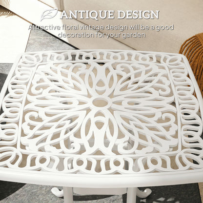 Outdoor Garden Table with 38mm Dia. Umbrella Hole, Cast Aluminium Patio End Table with Anti-slip Foot Pads for Garden