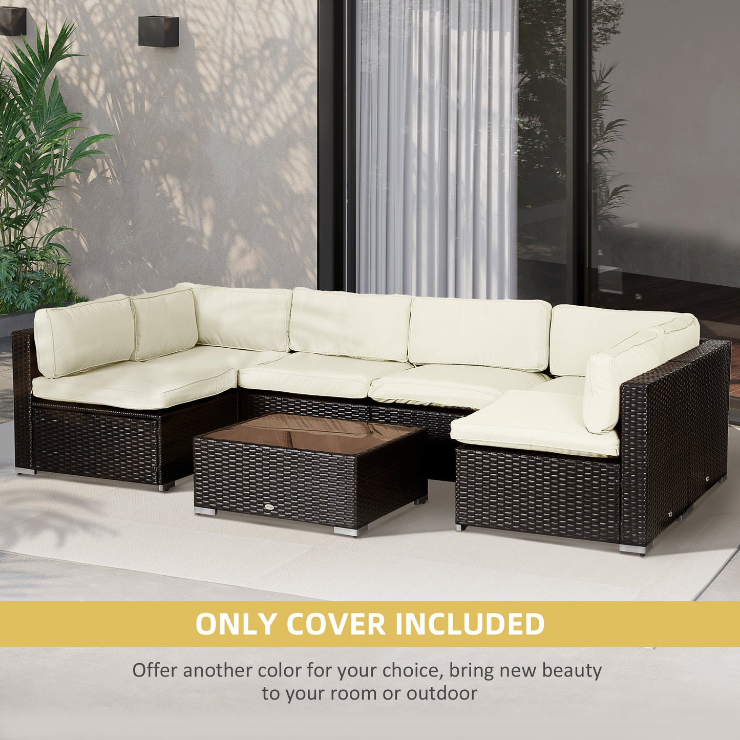 Replacement Cushion Covers for Garden Sofa Set, Garden Rattan Sofa Cushion Polyester Cover Replacement Outdoor