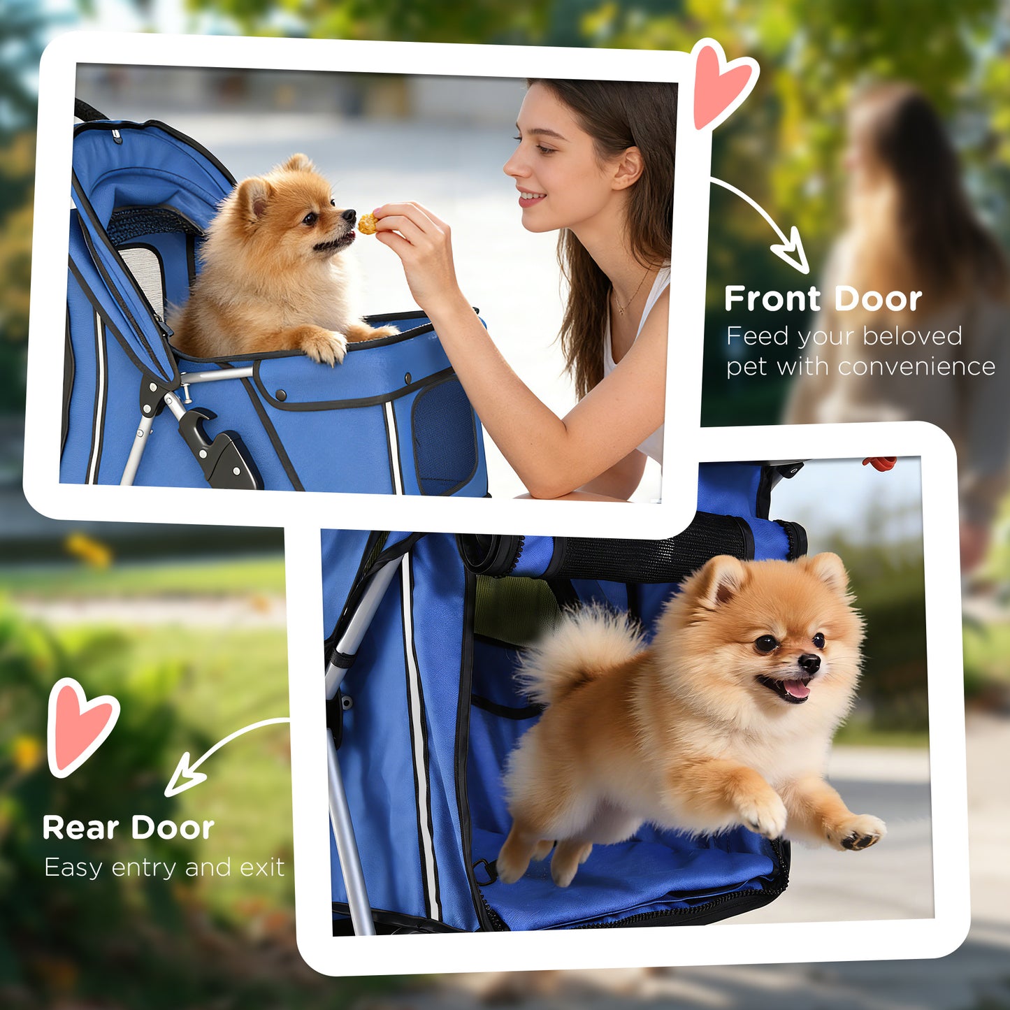 3 Wheel Pet Stroller for Small and Miniature Dogs, Blue