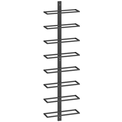 Wall Mounted Wine Rack, 8 Tier Metal Wine Display Rack, Storage Holder for Kitchen, Black