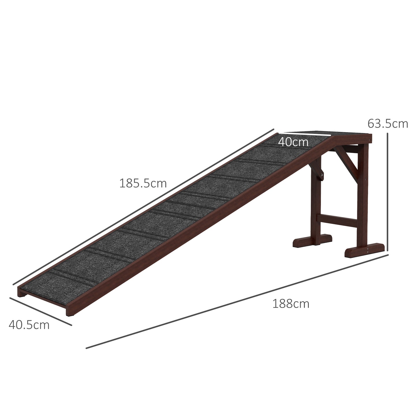 Pet Ramp for Dogs with Non-Slip Carpet and Top Platform - Brown & Grey